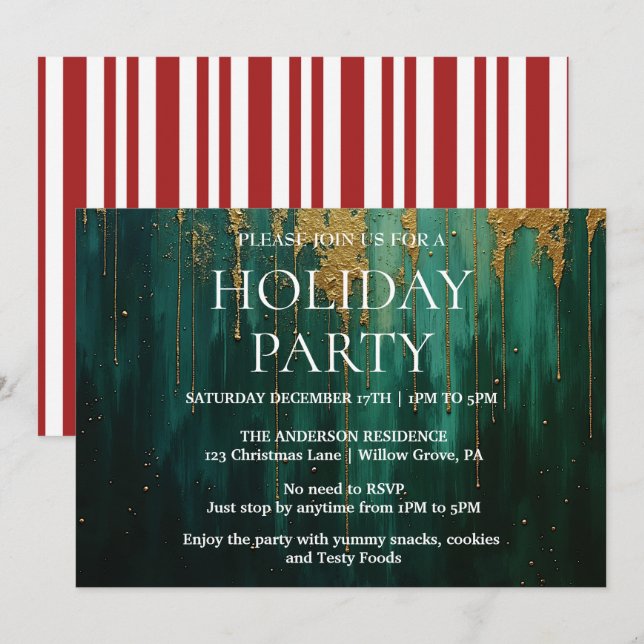 Holiday Invitation with Christmas Ornaments (Front/Back)