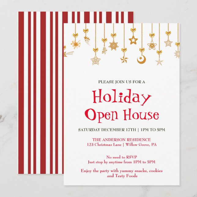 Holiday Invitation with Christmas Ornaments (Front/Back)