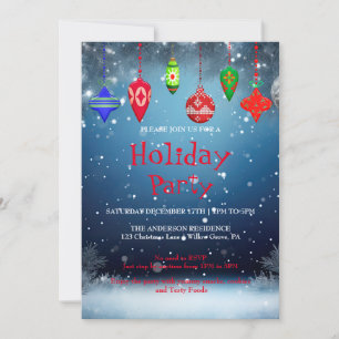 Holiday Invitation with Christmas Ornaments