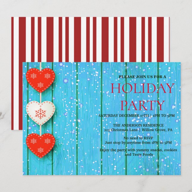 Holiday Invitation with Christmas Ornaments (Front/Back)