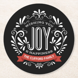 HOLIDAY JOY CHALKBOARD PERSONALIZED COASTERS