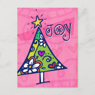 Holiday Joy Christmas Tree Postcard