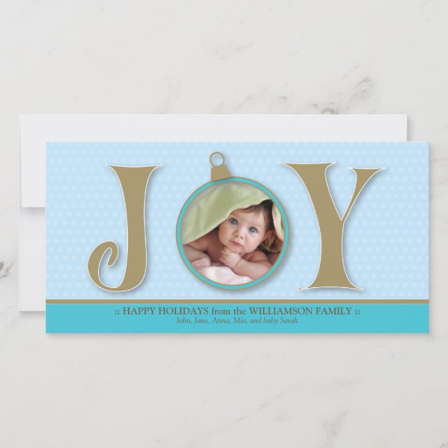 Holiday Joy Custom Family Photocard (aqua) (Front)