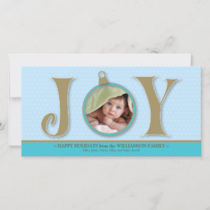 Holiday Joy Custom Family Photocard (aqua)