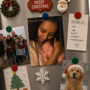 Holiday Joy Modern Magnetic Photo Christmas