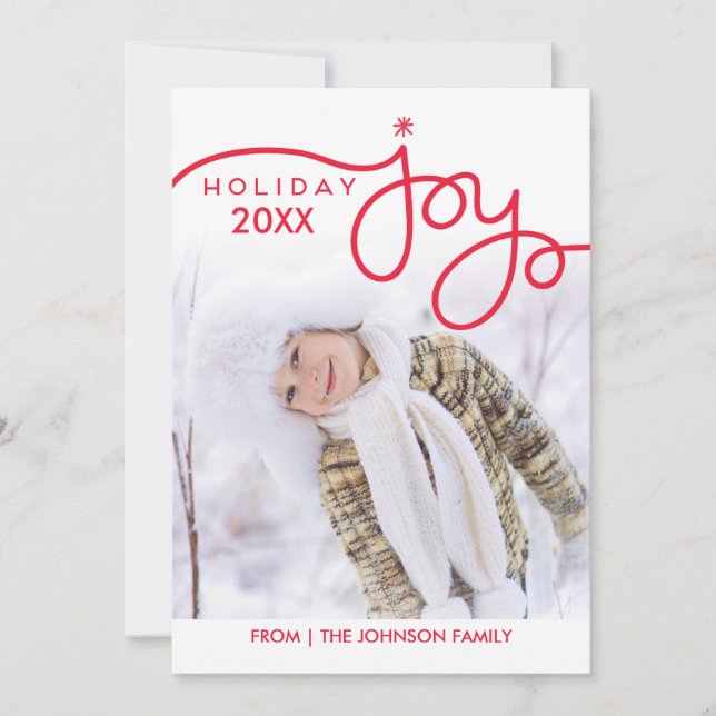 Holiday Joy Photo Cards - Red (Front)