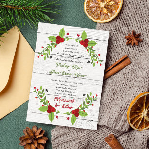 Holiday Joy Poinsettia Winter/Christmas Wedding In Invitation