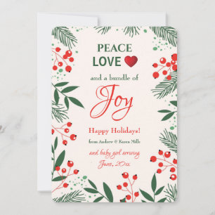 Holiday Joy Pregnancy Announcement Holiday Card