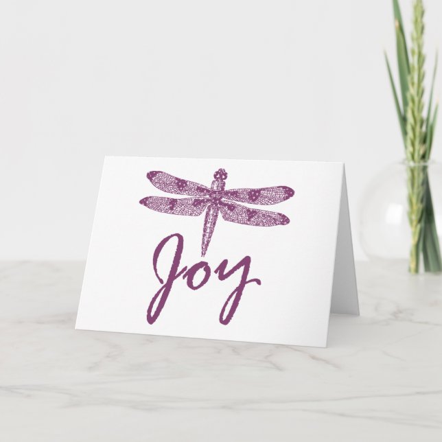 Holiday Joy Purple Dragonfly Card (Front)