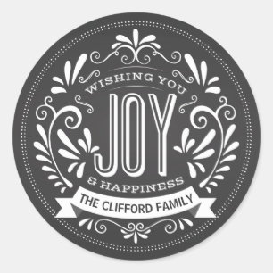 HOLIDAY JOY ROUND CHALKBOARD STICKERS