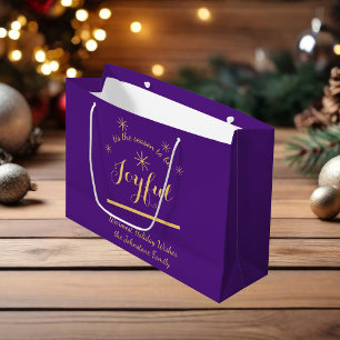 Holiday Joy - 'tis the Season to be Joyful' Purple Large Gift Bag