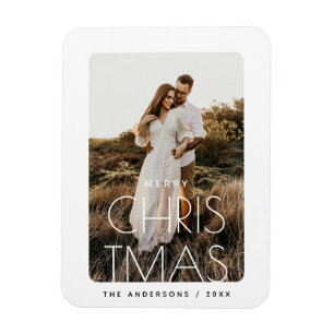 Holiday Keepsake   Minimalist Christmas Photo Magnet