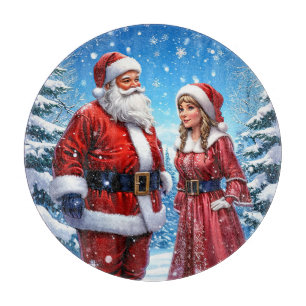 🎄 Holiday Kitchen Cheer Santa & Mrs Claus  Cutting Board