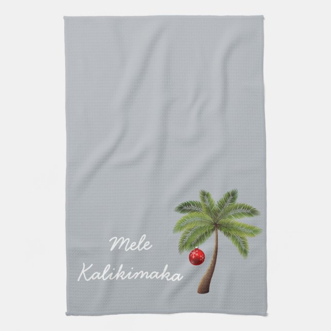 Holiday Kitchen Towel-Mele Kalikimaka Tea Towel (Vertical)