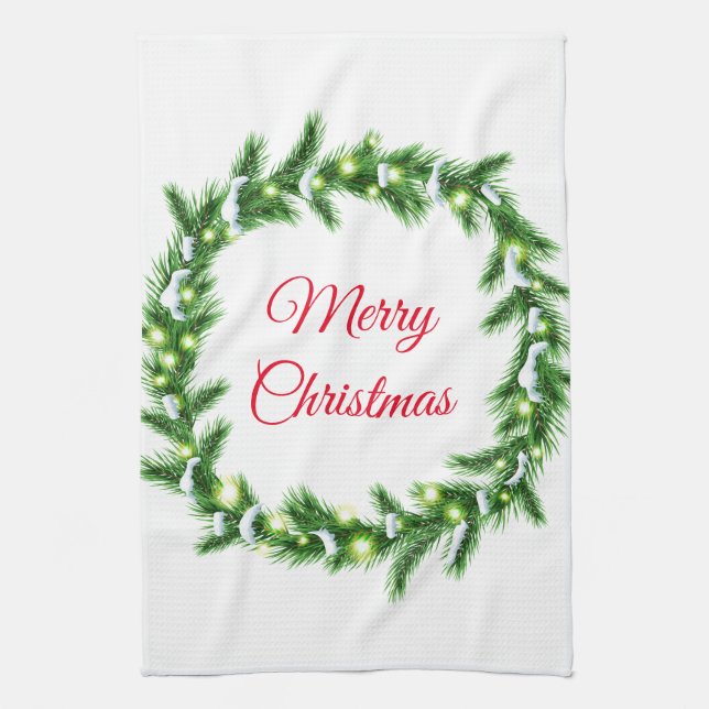 Holiday Kitchen Towel-Wreath Tea Towel (Vertical)