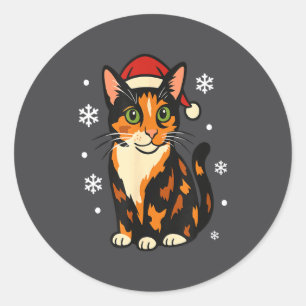 Holiday Kitten Cute Christmas Cat Design Uni  Classic Round Sticker