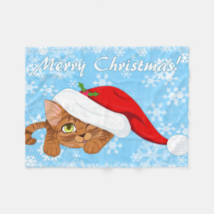 Holiday Kitten Fleece Blanket