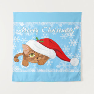 Holiday Kitten Tapestry