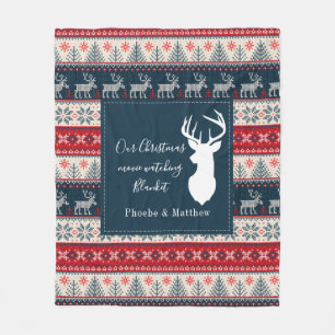 Holiday Knitting Pattern Christmas Personalised Fleece Blanket