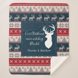 Holiday Knitting Pattern Christmas Personalised  Sherpa Blanket
