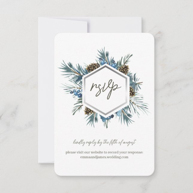 Holiday Leafy Response RSVP Wedding Site Card (Front)