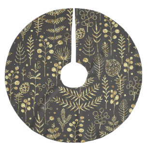 Holiday Leaves: Vintage Pine Cone Pattern Brushed Polyester Tree Skirt