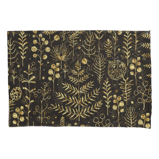Holiday Leaves: Vintage Pine Cone Pattern Pillowcase (Front)