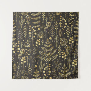 Holiday Leaves: Vintage Pine Cone Pattern Tapestry