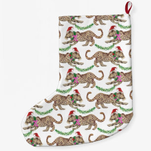 Holiday Leopard Parade Small Christmas Stocking