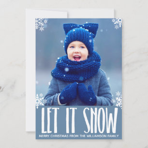 Holiday Let it Snow Blue Snowflake Christmas Photo