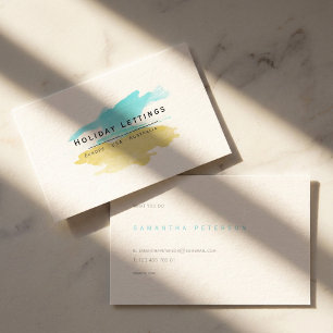 Holiday lettings, beach, watercolor business card