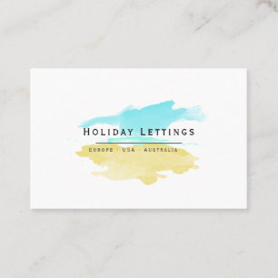 Holiday lettings, beach, watercolor business card