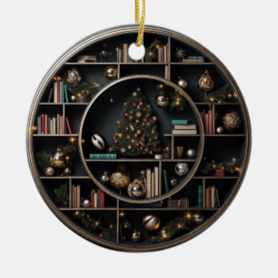 Holiday Library Books Ceramic Tree Decoration