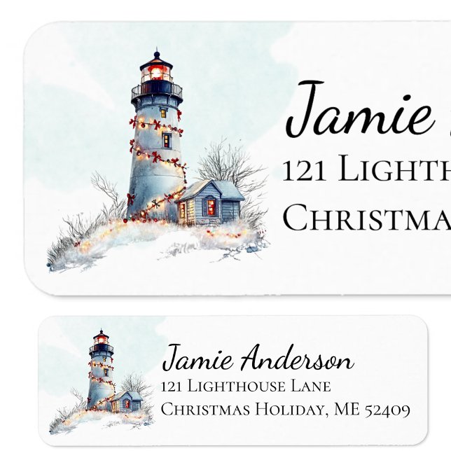 Holiday Lighthouse Christmas Return Address (Creator Uploaded)