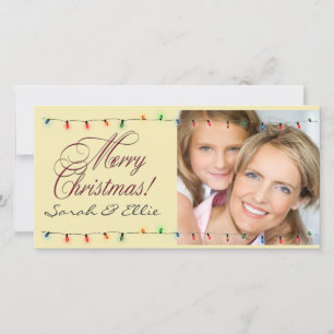 Holiday lights Christmas photo card template
