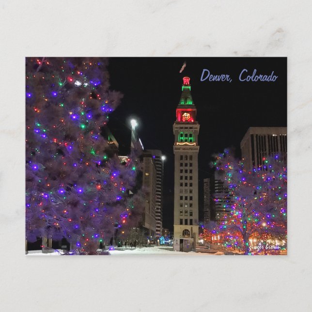 Holiday Lights, Daniels & Fisher Tower Postcard (Front)