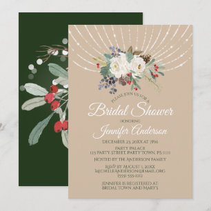 Holiday Lights Floral Bouquet Bridal Shower Invitation