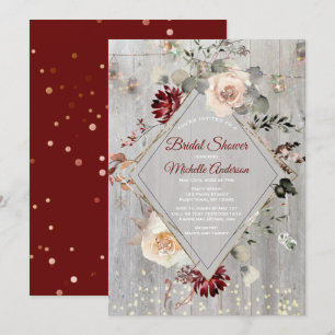 Holiday Lights Mason Jar Floral Bridal Shower Invitation