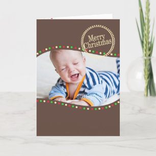 Holiday Lights Modern Photo Brown Card