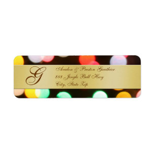 Holiday Lights Monogram New Years Address Labels