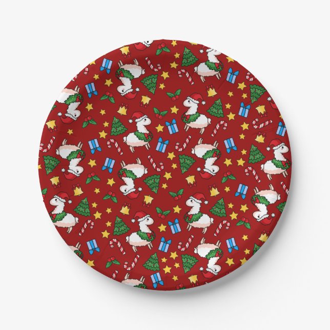 Holiday Llama Madness Paper Plate (Front)