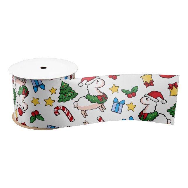Holiday Llama Madness Satin Ribbon (Spool)
