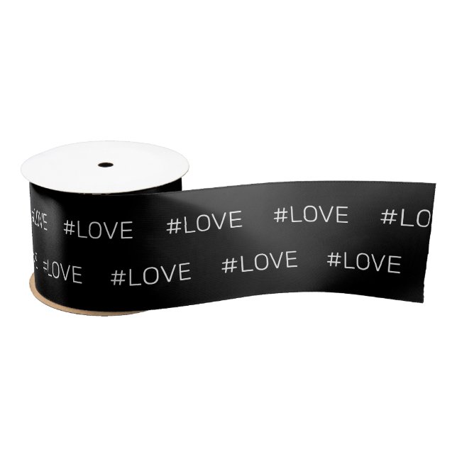 Holiday Love Black And White Custom Pattern Satin Ribbon (Spool)
