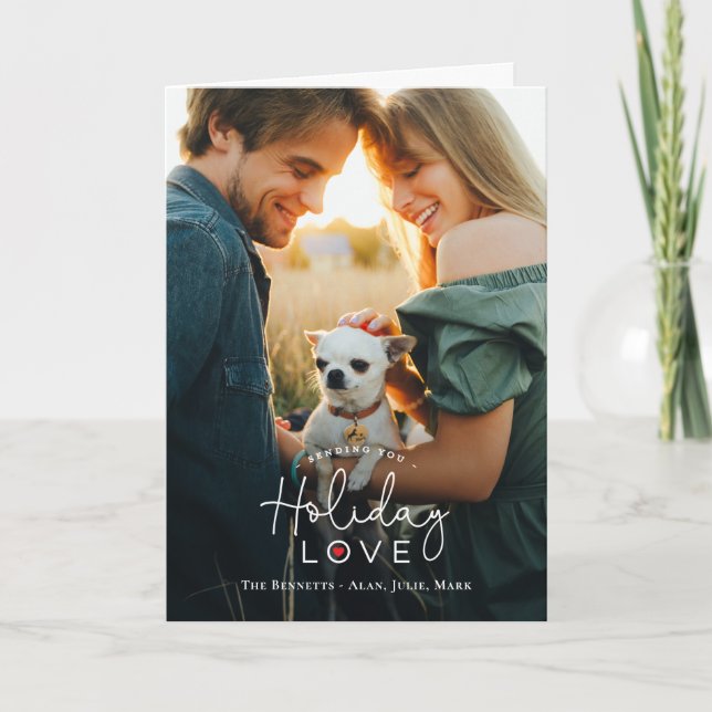 Holiday Love Folded Holiday Photo Card (Front)