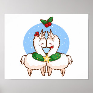 Holiday Love Llamas Poster