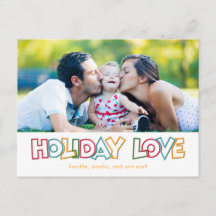 Holiday Love Merry & Bright Christmas Postcard