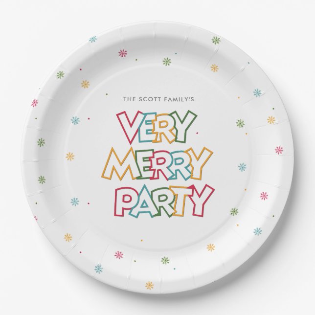 Holiday Love Merry & Bright Party Paper Plate (Front)