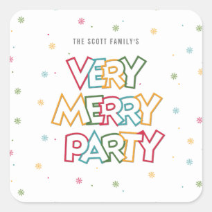 Holiday Love Merry & Bright Party Square Sticker