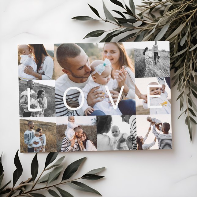 Holiday Love | Modern Minimal Multiple Grid Photos Card (Holiday Love | Modern Minimal Multiple Grid Photos)