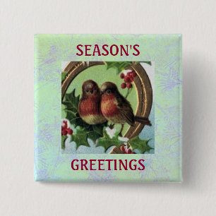 Holiday Lovebirds Button